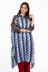 Indigo geometric print kaftan tunic with pants