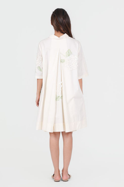 Playpen white short printed and 3D embroidered dress