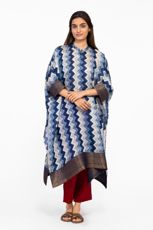 Indigo kaftan tunic with pants