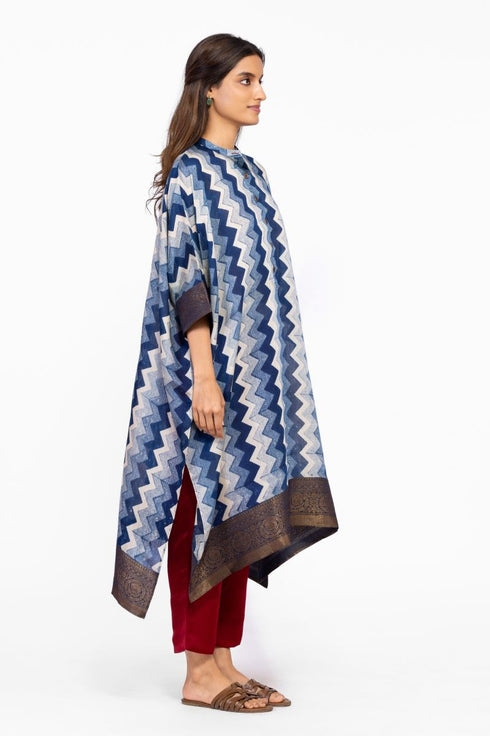 Indigo kaftan tunic with pants