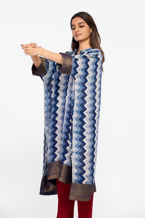 Indigo kaftan tunic with pants