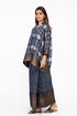 Indigo kaftan shirt with pleated skirt