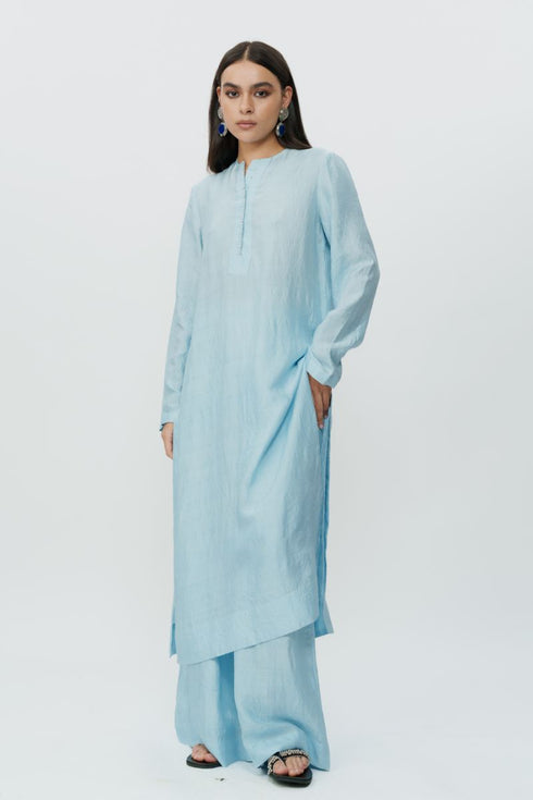 Ice blue long kaftan with pants