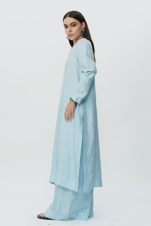 Ice blue long kaftan with pants