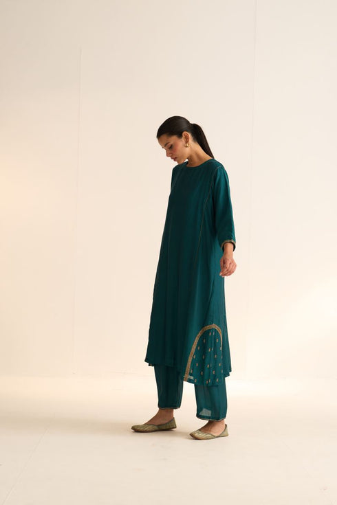 Iksha kumud teal kurta with pants