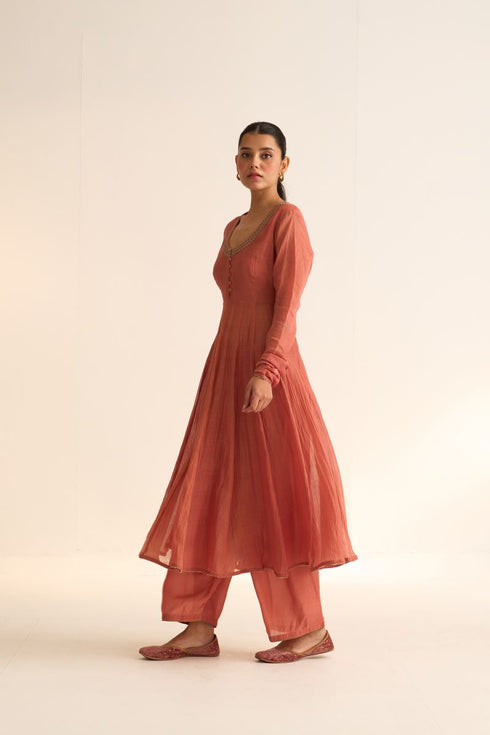 Iksha vara dusty pink ghoomar anarkali set