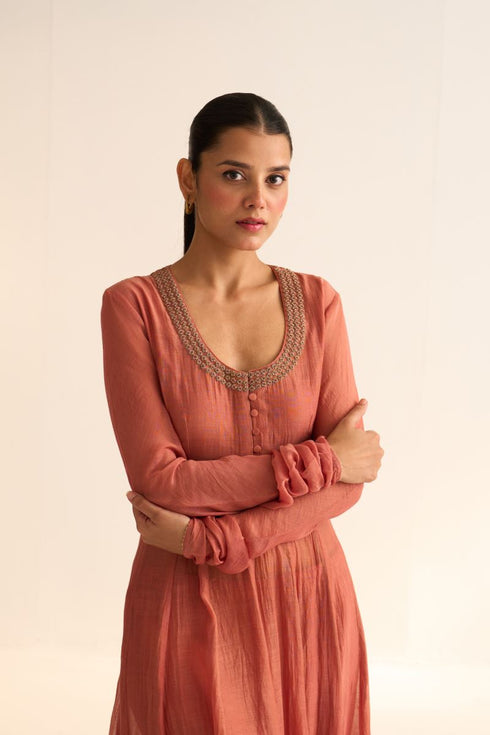 Iksha vara dusty pink ghoomar anarkali set