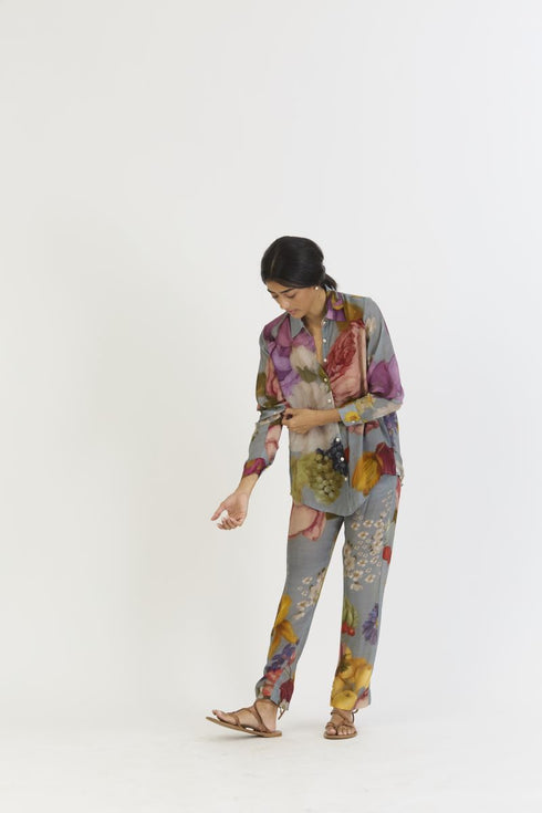 Indigo shades of blue rose co-ord set