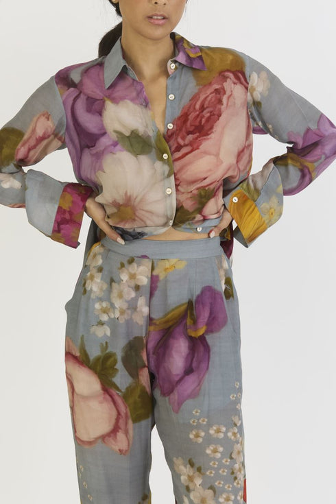 Indigo shades of blue rose co-ord set