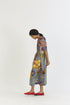 Indigo shades of blue rose pintuck dress