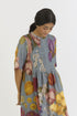 Indigo shades of blue rose pintuck dress