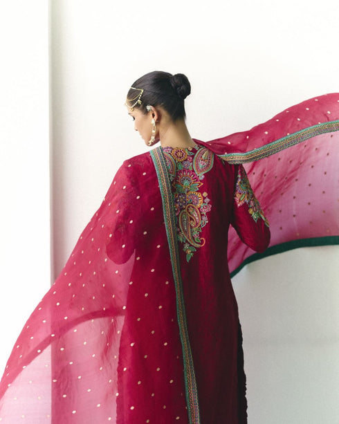 Ipsa maroon kurta set