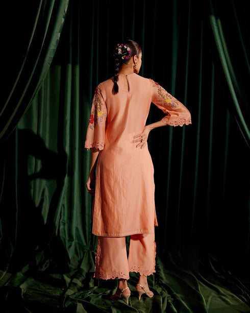 Iris apricot multi color floral kurta with pants