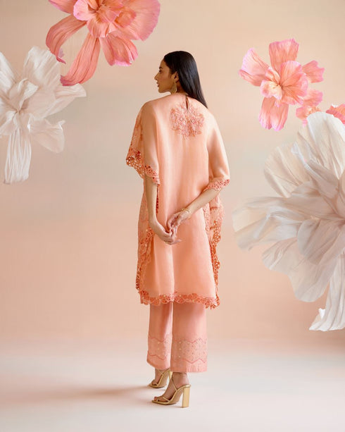 Iris apricot multi tonal cutwork kaftan