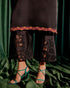 Iris black floral applique kimono kurta with sheer applique pants