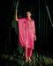Iris fuchsia floral beadwork kaftan with embroidered slit detail pants