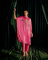 Iris fuchsia floral beadwork kaftan with embroidered slit detail pants