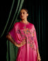 Iris fuchsia floral beadwork kaftan with embroidered slit detail pants