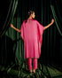Iris fuchsia floral beadwork kaftan with embroidered slit detail pants