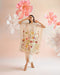 Iris ivory floral applique and beadwork kaftan