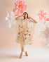 Iris ivory floral applique and beadwork kaftan