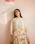 Iris ivory floral applique and beadwork kaftan