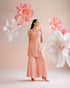 Iris peach daisy 3D applique short kurta with flared Sharara pants
