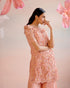 Iris peach daisy 3D applique short kurta with flared Sharara pants