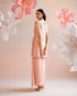Iris peach daisy 3D applique short kurta with flared Sharara pants
