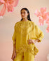 Iris yellow multi tonal cutwork kimono tunic with pants