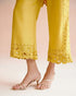 Iris yellow multi tonal cutwork kimono tunic with pants