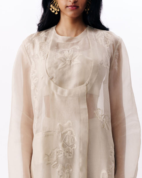 Ivory angrakha layered set