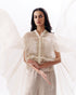 Ivory chikankari cape with slip top and trouser