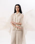 Ivory chikankari cape with slip top and trouser