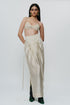 Ivory draped knotted skirt with cord waist