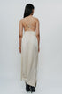 Ivory draped knotted skirt with cord waist
