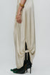 Ivory draped knotted skirt with cord waist