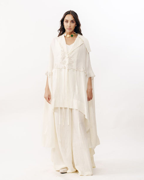 Ivory embroidered cape set