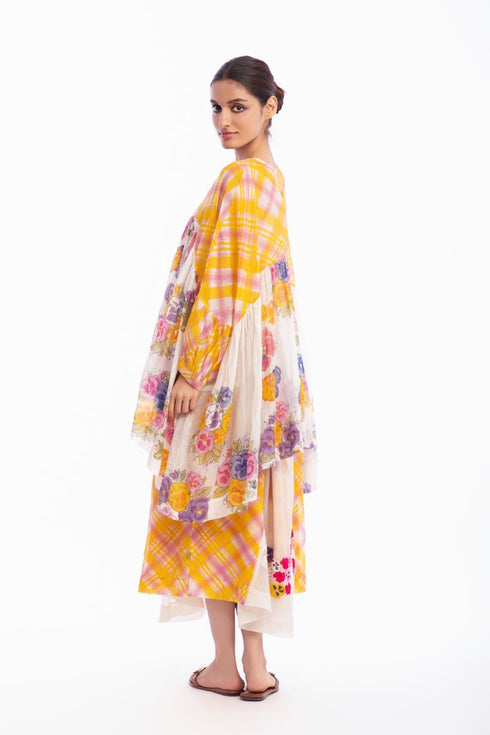 Ivory floral printed asymmetric top