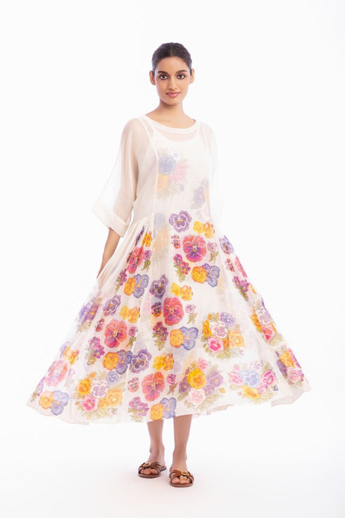 Ivory floral printed dress