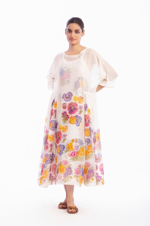 Ivory floral printed dress