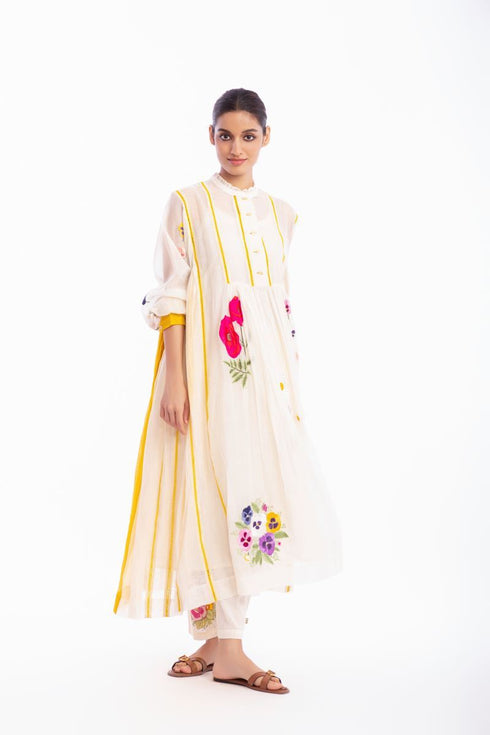 Ivory floral printed long dress