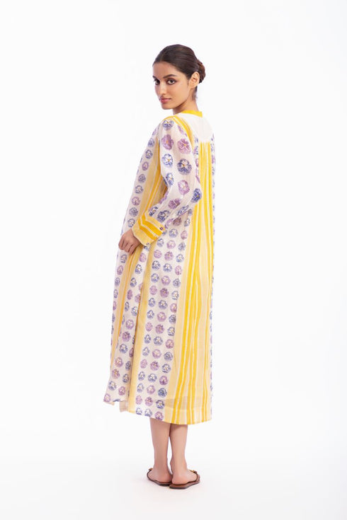 Ivory floral printed shirt dress