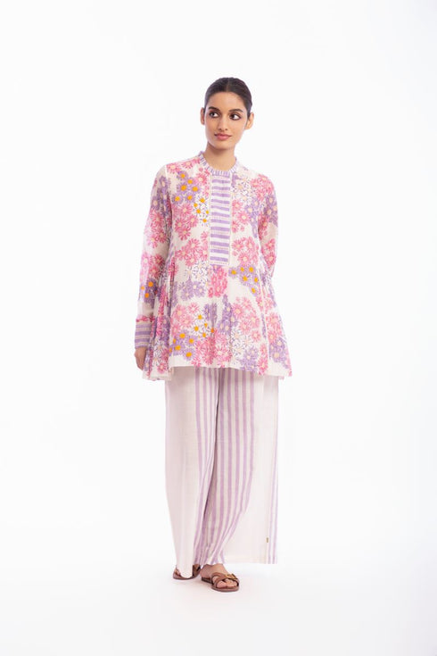 Ivory floral printed top