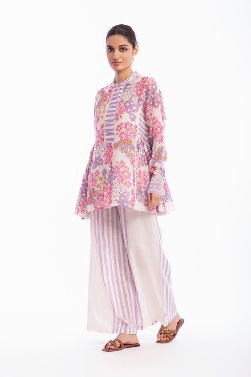 Ivory floral printed top