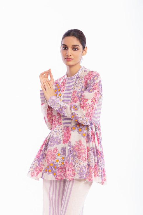 Ivory floral printed top