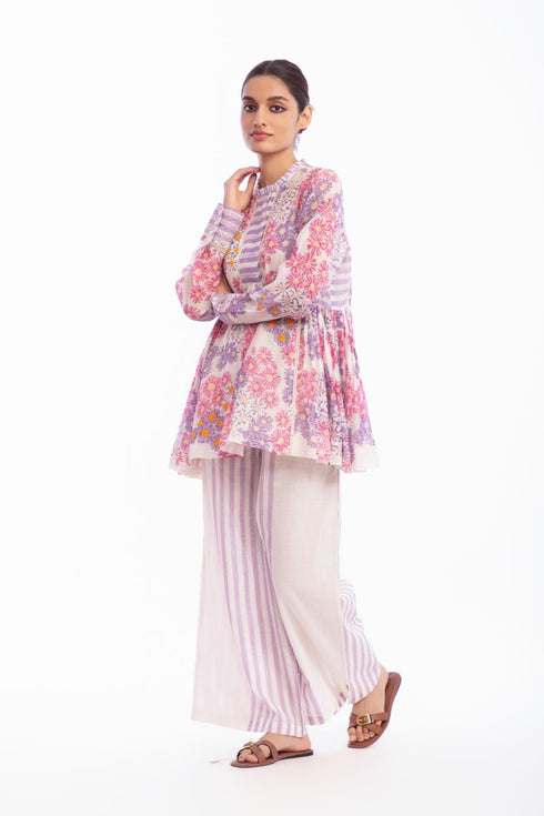 Ivory floral printed top