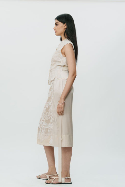 Ivory lace chikankari waistcoat