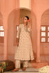 Jalmahal beige and red kurta set