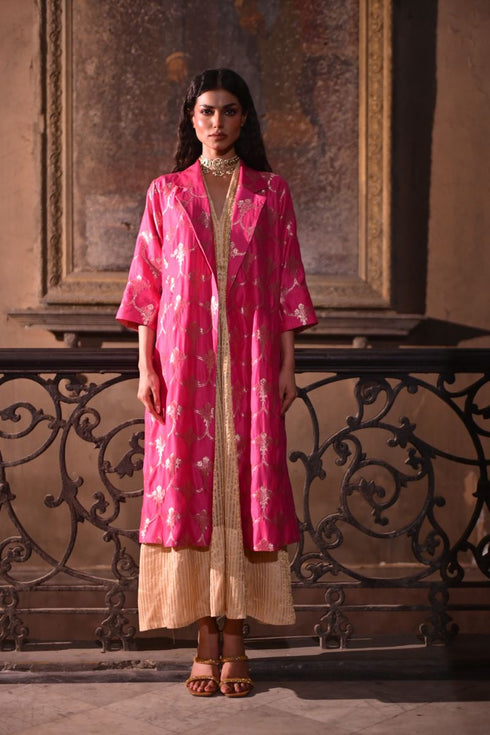 Jalshaghar hot pink brocade sally jacket